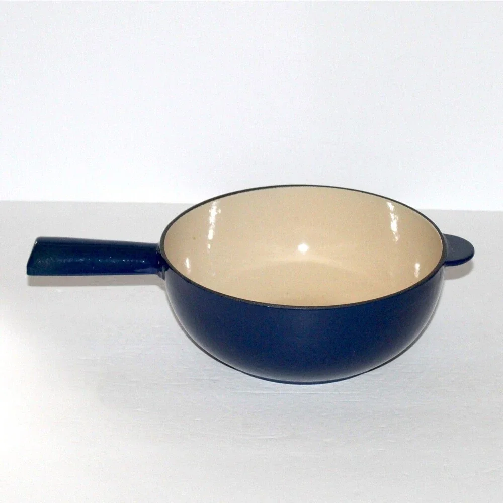 Nomar Cast Iron Fondue Pot Blue Made in France Staub vintage